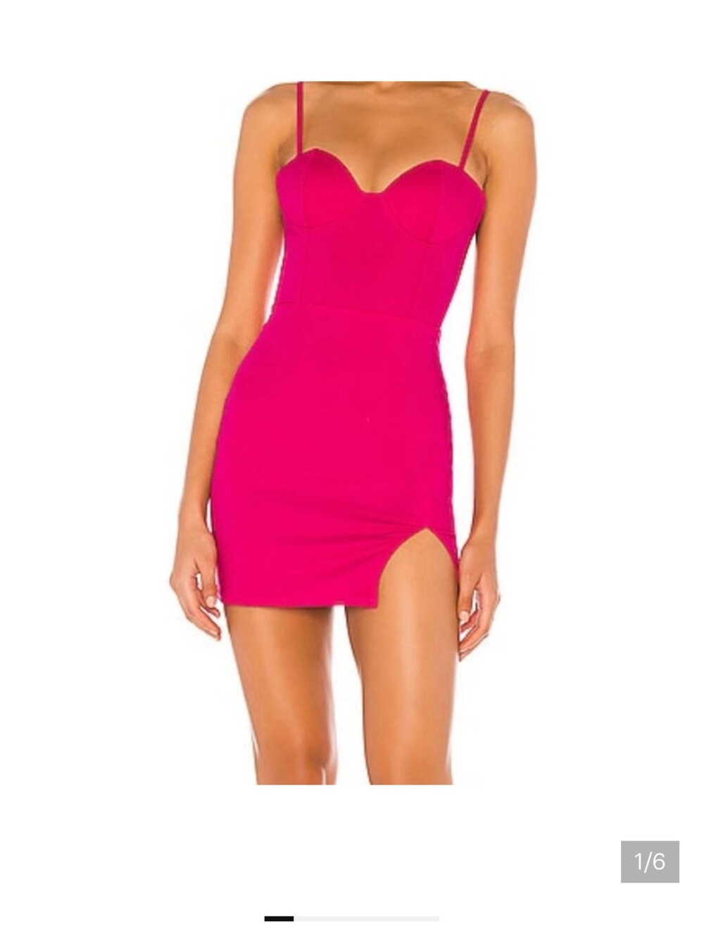 superdown Hot Pink Bustier Bodycon Mini Dress with Side Slit